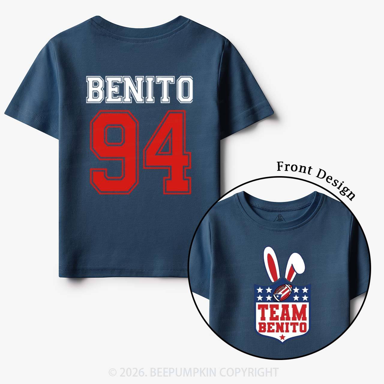 Personalized Vintage Benito Super Football Game Day Toddler&Kids Tees