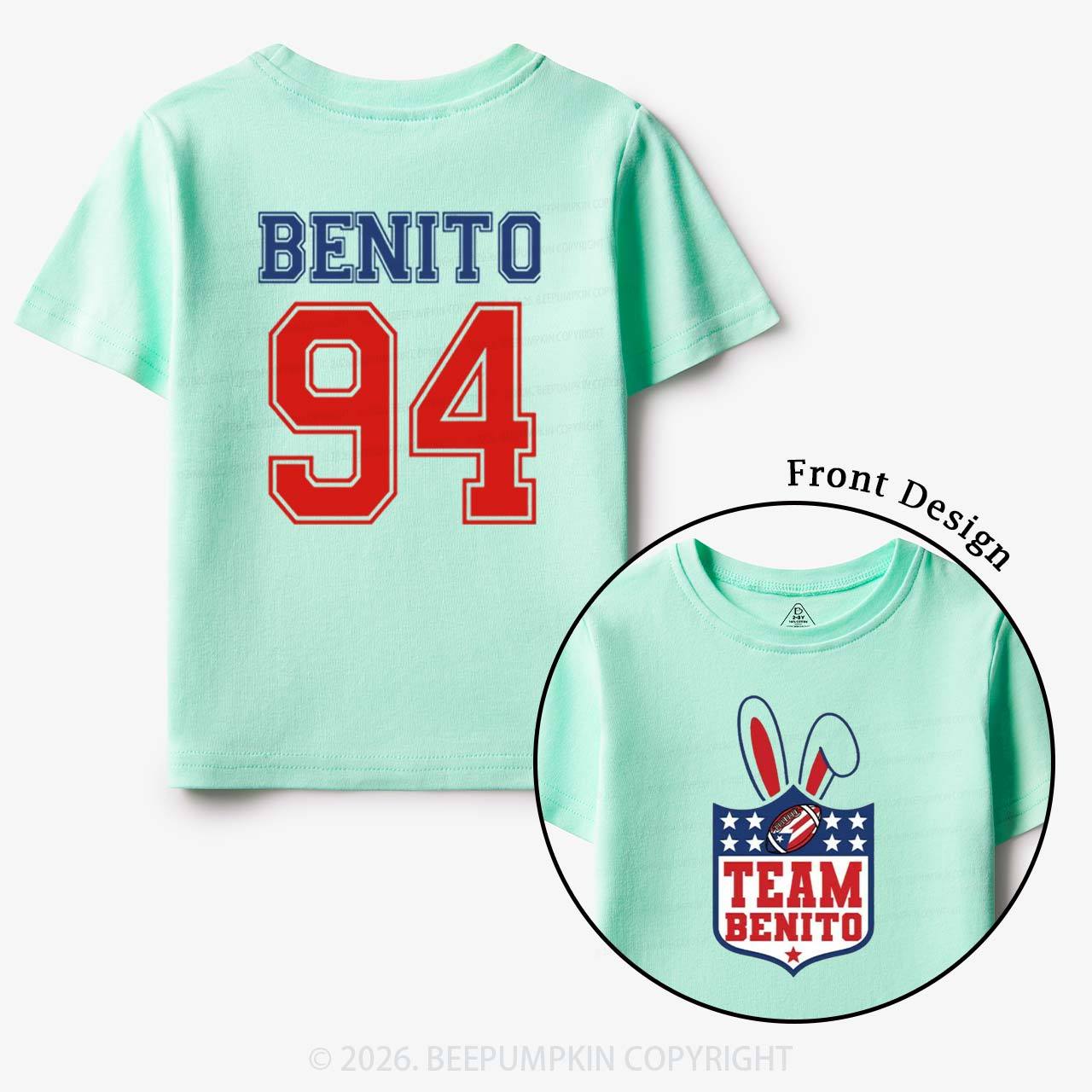 Personalized Vintage Benito Super Football Game Day Toddler&Kids Tees