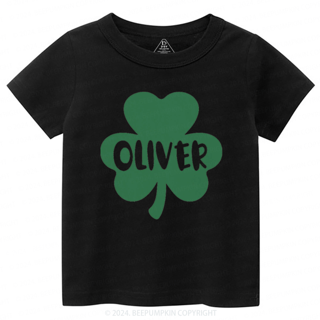 Personalized Shamrock With Name St.Patricks Day Toddler Tees