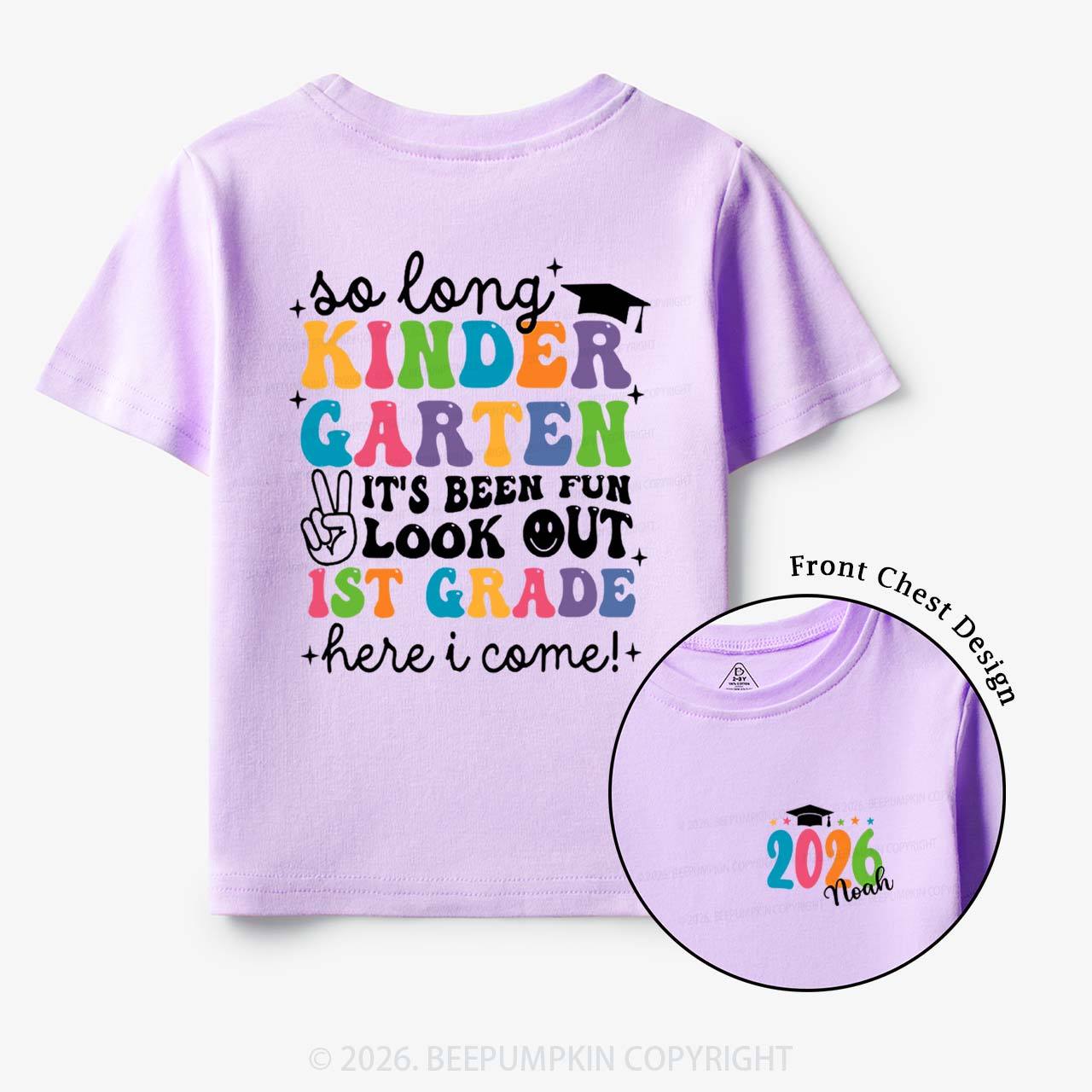 Personalized Name So Long Kindergarten Hello 1st Grade Toddler&Kid's Tees