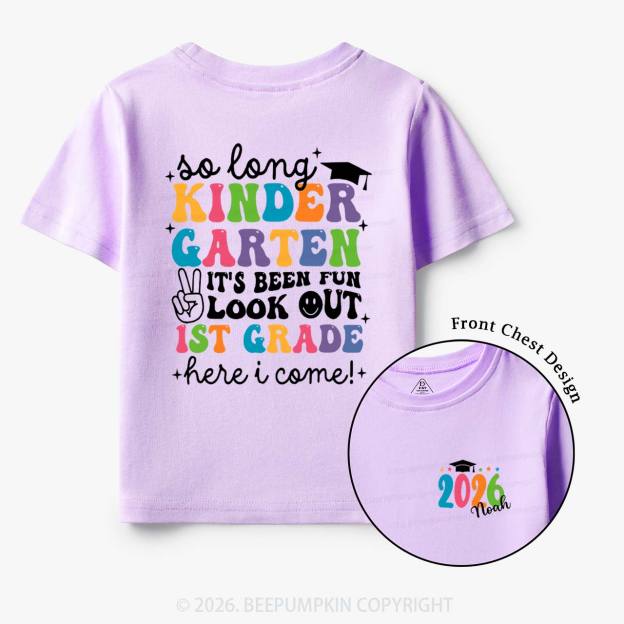 Personalized Name So Long Kindergarten Hello 1st Grade Toddler&Kid's Tees