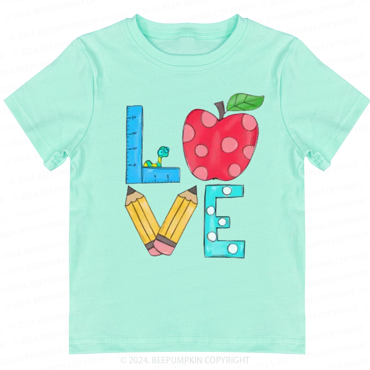 Love Apple And Ruler Back to School Shirt 