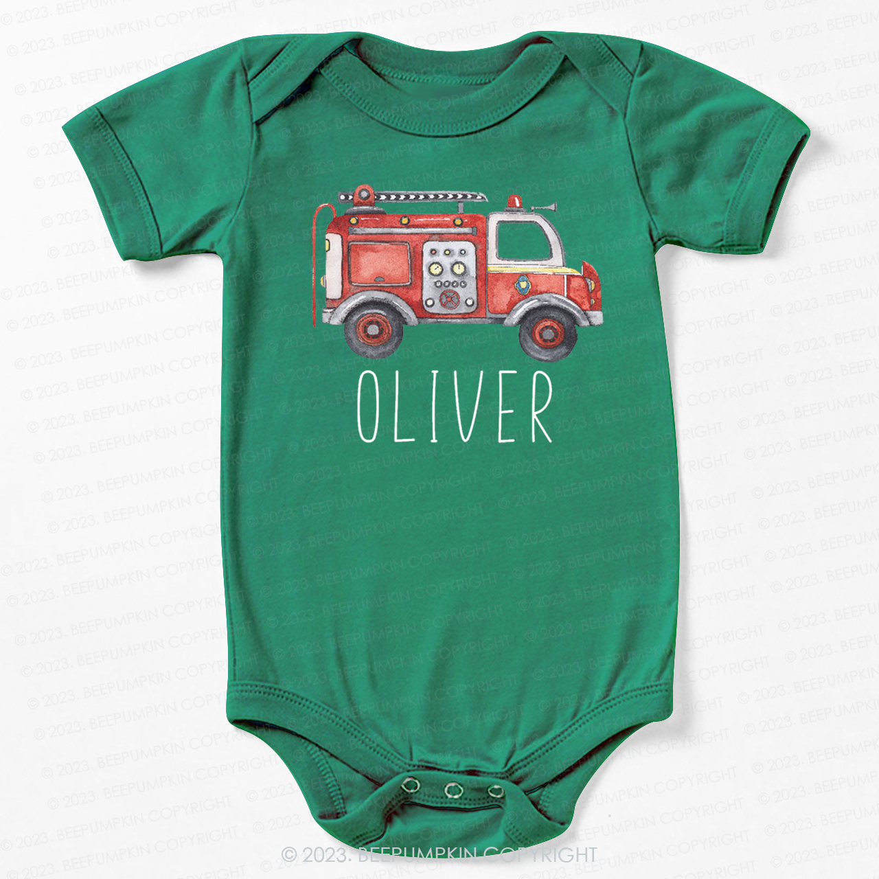 Cute Personalized Fire Truck Bodysuit For Baby