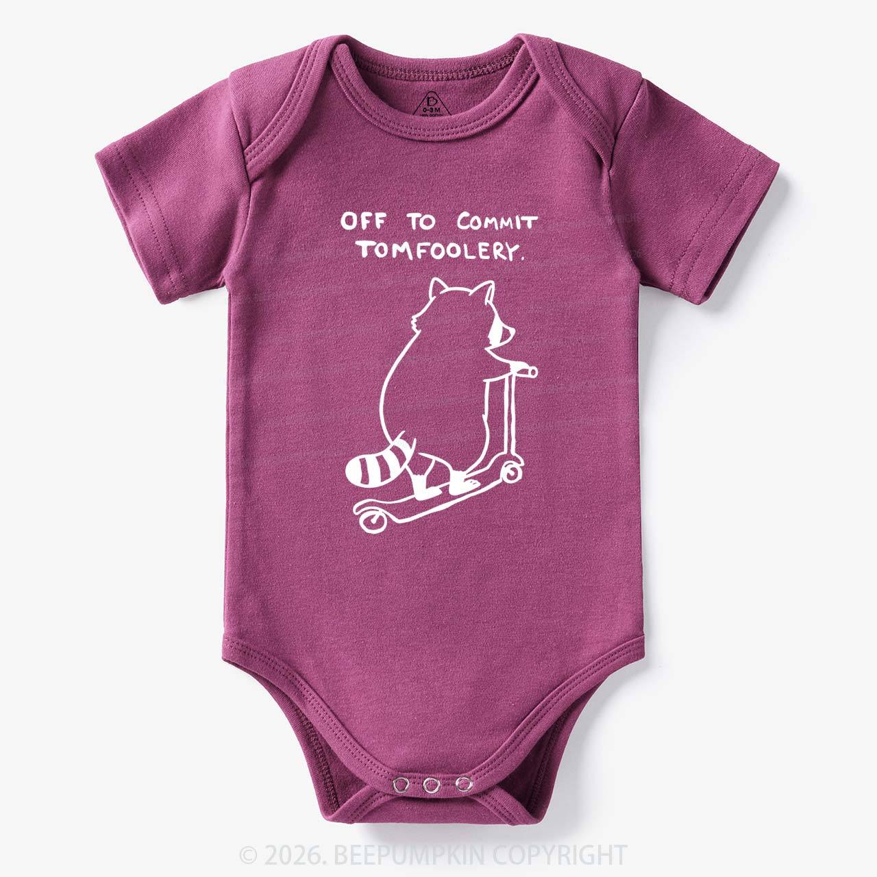 Off To Commit Tom Foolery Silly Raccoon Bodysuit