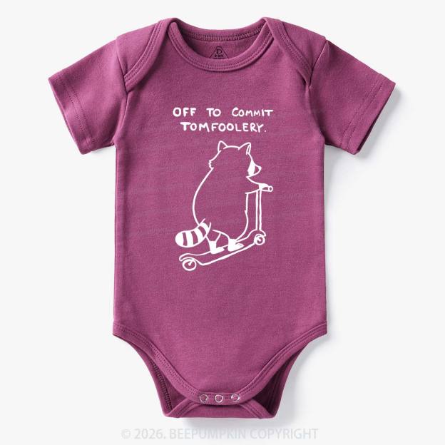 Off To Commit Tom Foolery Silly Raccoon Bodysuit