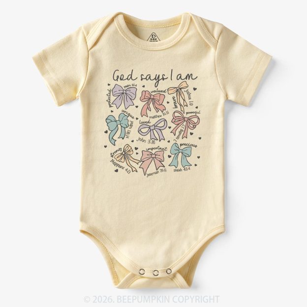 Jesus Gifts God Says I Am Girl Baby Bodysuit