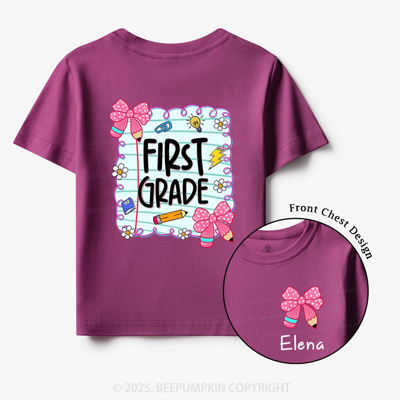 Personalized First Day Of School Toddler&Kid's Tees Beepumpkin