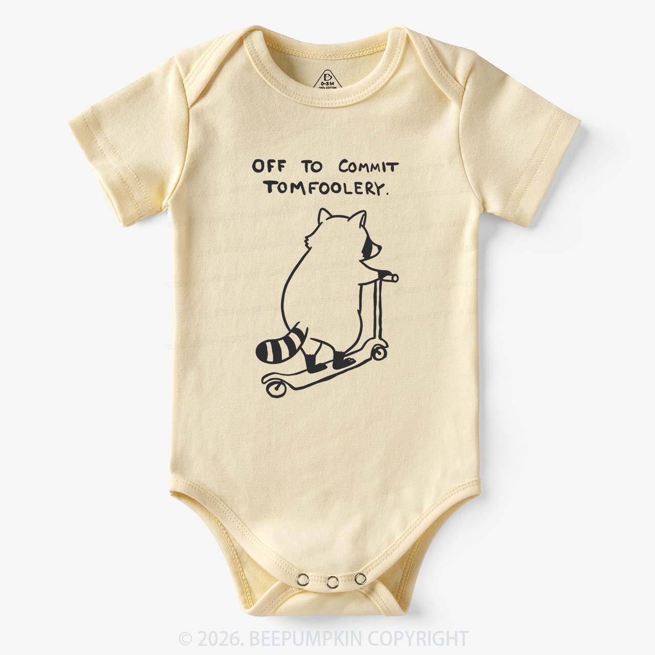 Off To Commit Tom Foolery Silly Raccoon Bodysuit