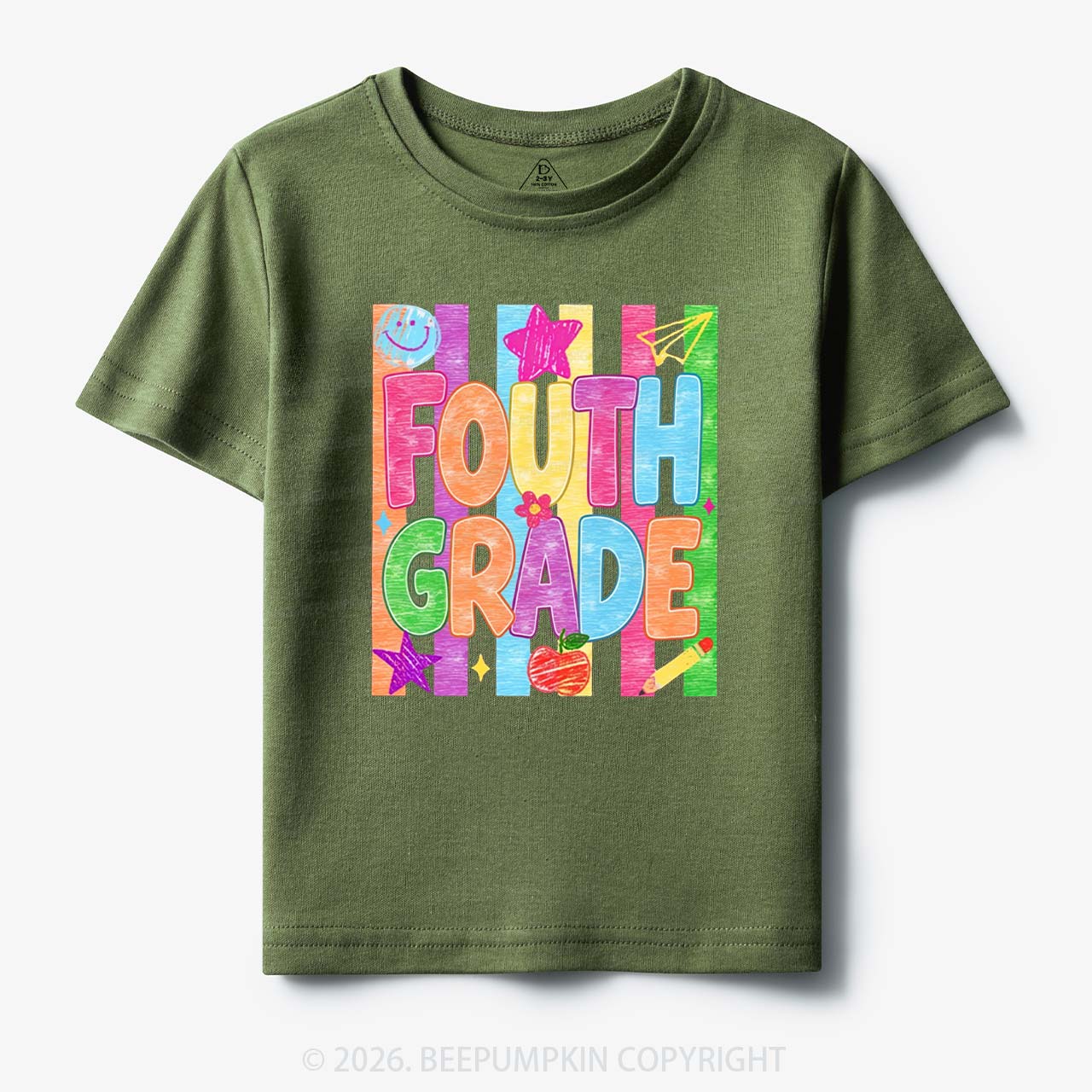 Personalized Crayon Colorful Drawn Striped Back To School Toddler&Kid's Tees