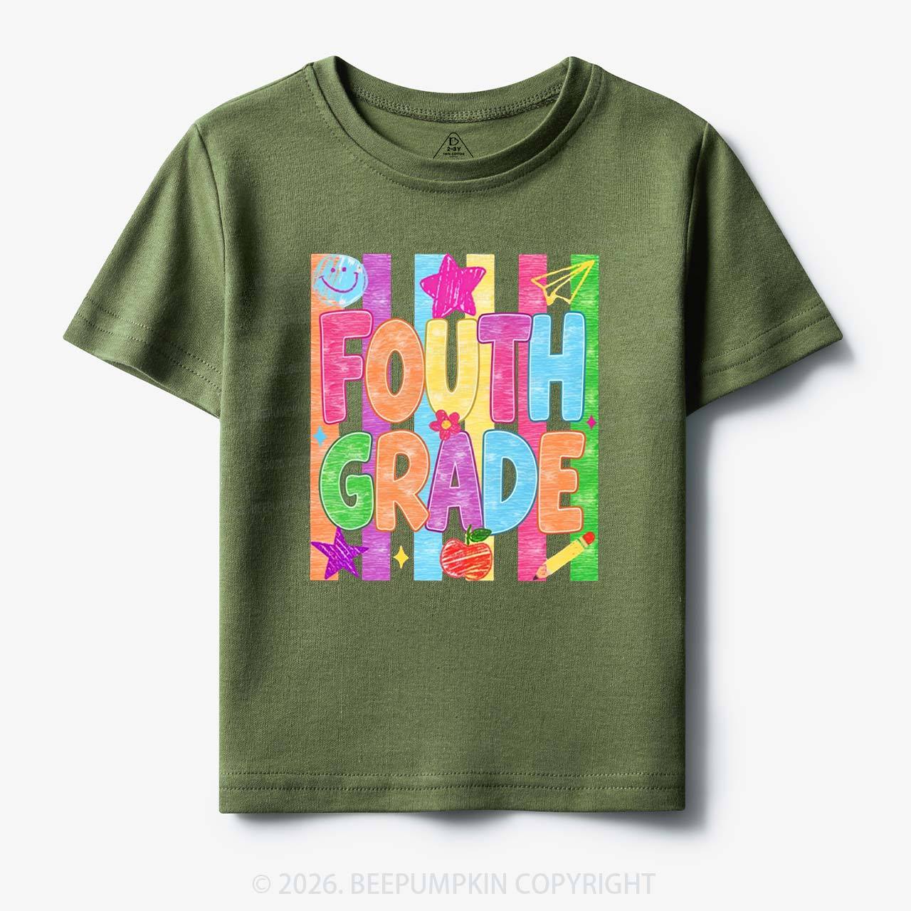 Personalized Crayon Colorful Drawn Striped Back To School Toddler&Kid's Tees