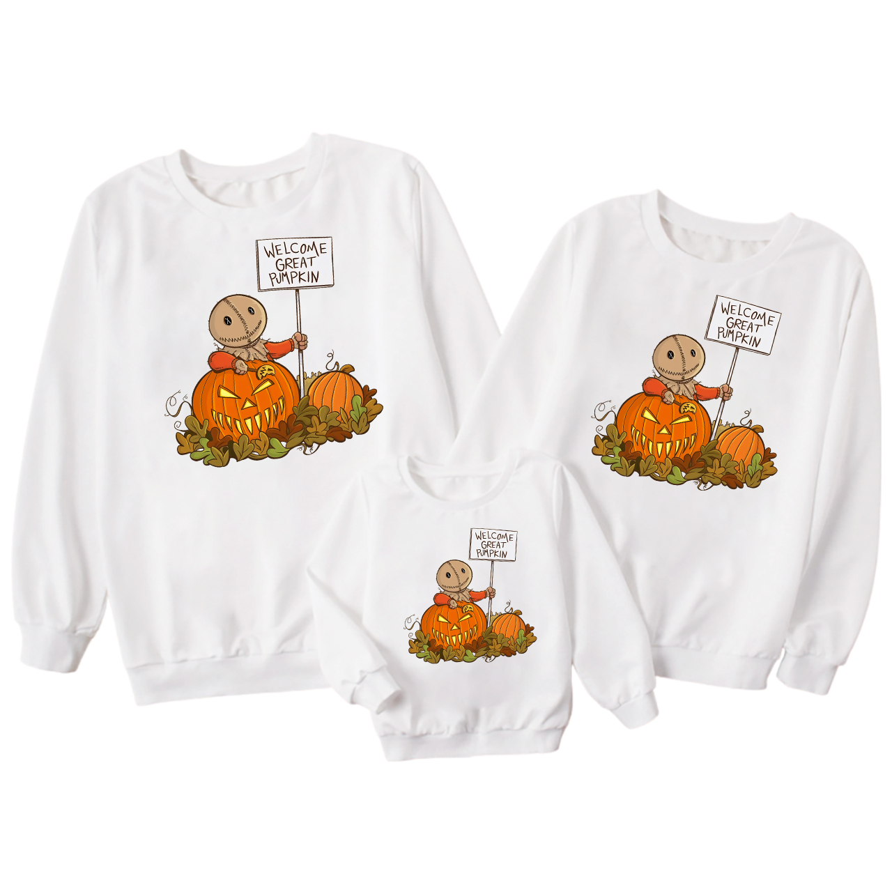 Welcome Great Pumpkin Halloween Matching Sweatshirts