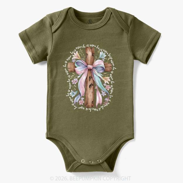 He Is Risen Soft Pastel Cross Baby Bodysuit