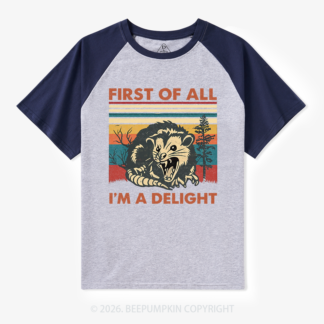 First of All I’m A Delight Opossum Vintage Raglan T-Shirt