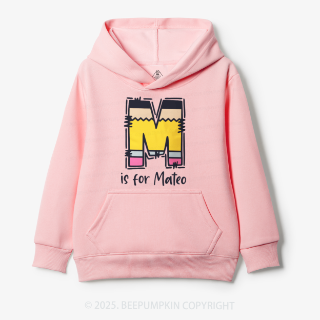 Personalized Pencil Letter Kid's Hoodies Beepumpkin