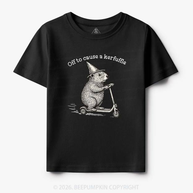 Off To Cause A Kerfuffle Groundhog Scooter Toddler&Kid's Tees