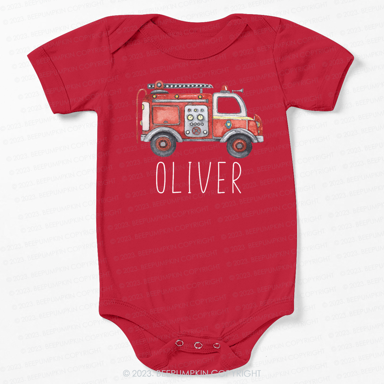 Cute Personalized Fire Truck Bodysuit For Baby
