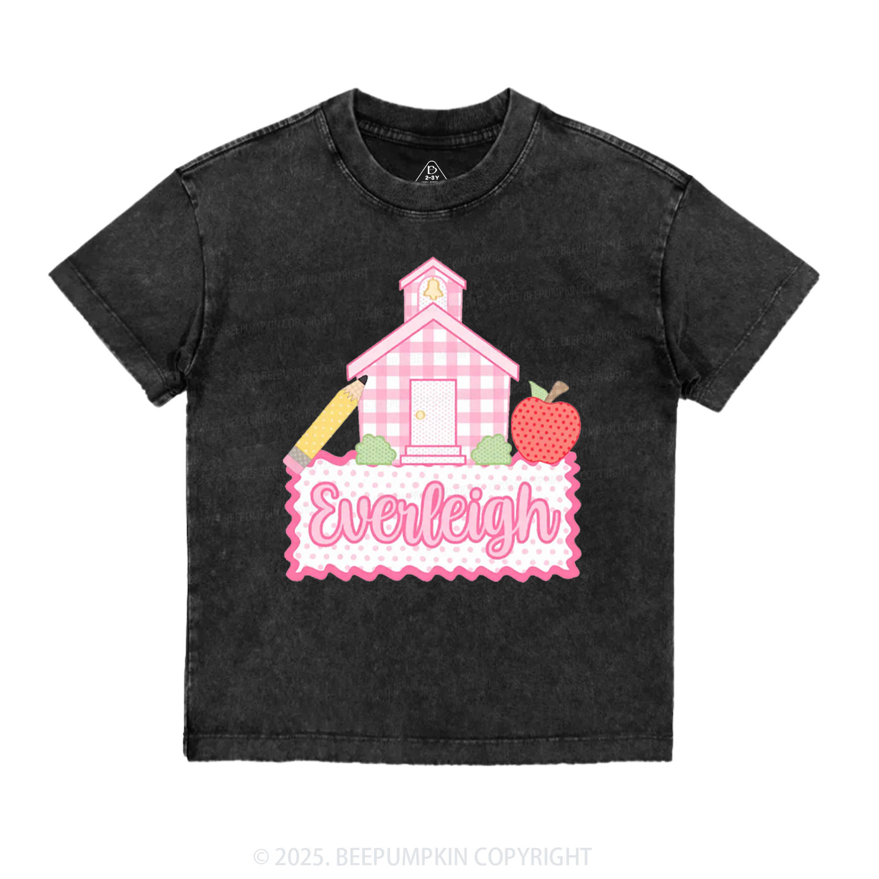 Personalized Pink Schoolhouse Toddler&Kids Washed Tees