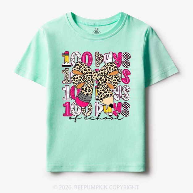 Leopard Love 100 Days Of  School Edition Toddler&Kid's Tees Beepumpkin