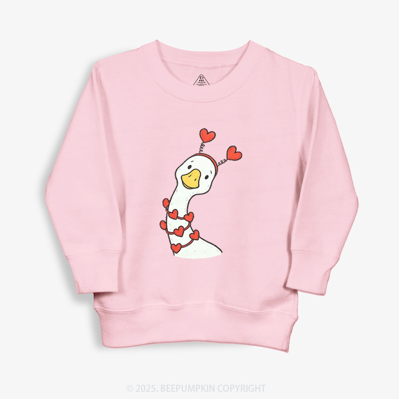 Pink Bow Preppy Goose Valentine Kid's Sweatshirt