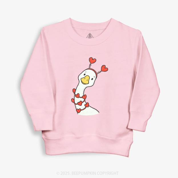 Pink Bow Preppy Goose Valentine Kid's Sweatshirt