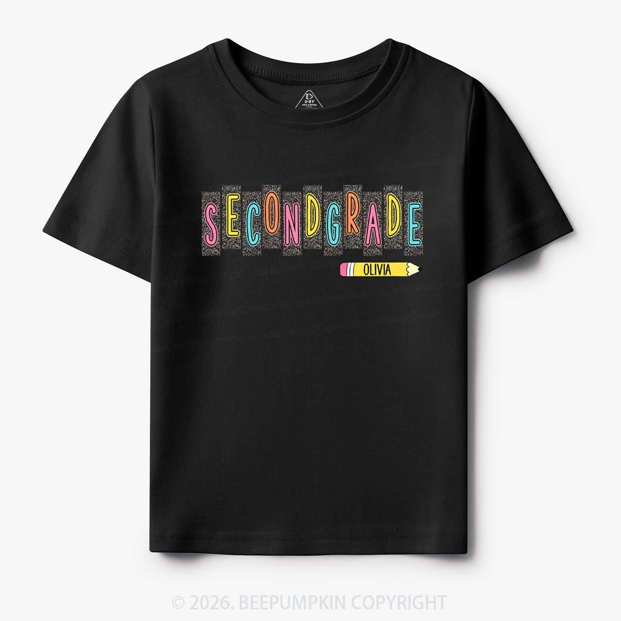 Personalized Name Preppy Daisy Floral Back to School Toddler&Kid's Tees