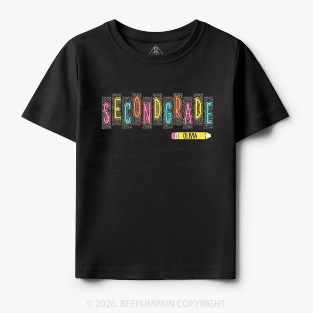 Personalized Name Preppy Daisy Floral Back to School Toddler&Kid's Tees