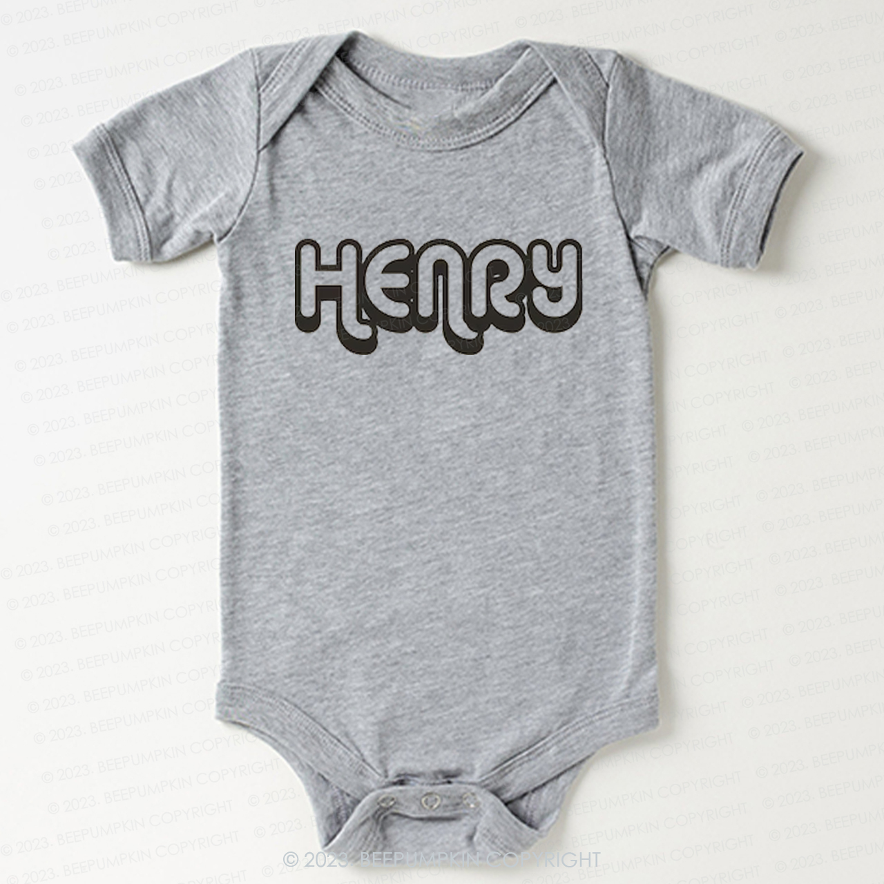 Retro Custom Name Baby Bodysuit - Personalized Natural Baby Bodysuit