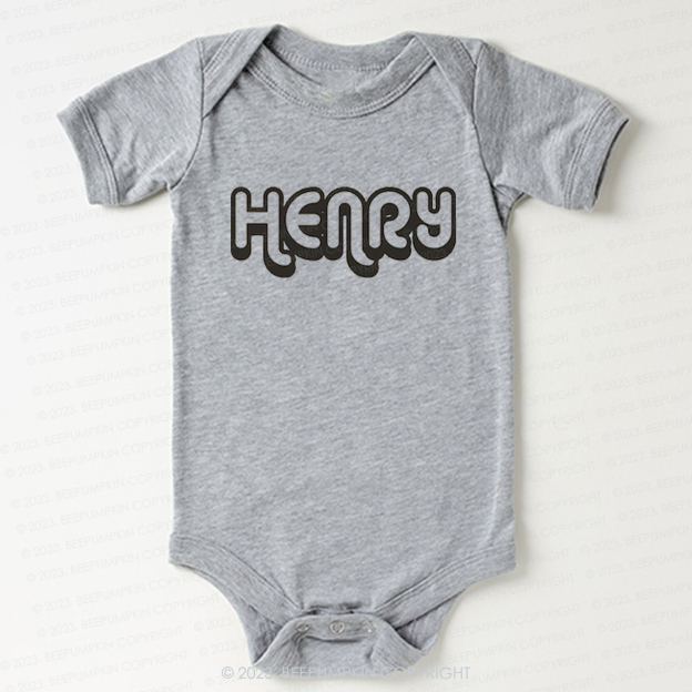 Retro Custom Name Baby Bodysuit - Personalized Natural Baby Bodysuit
