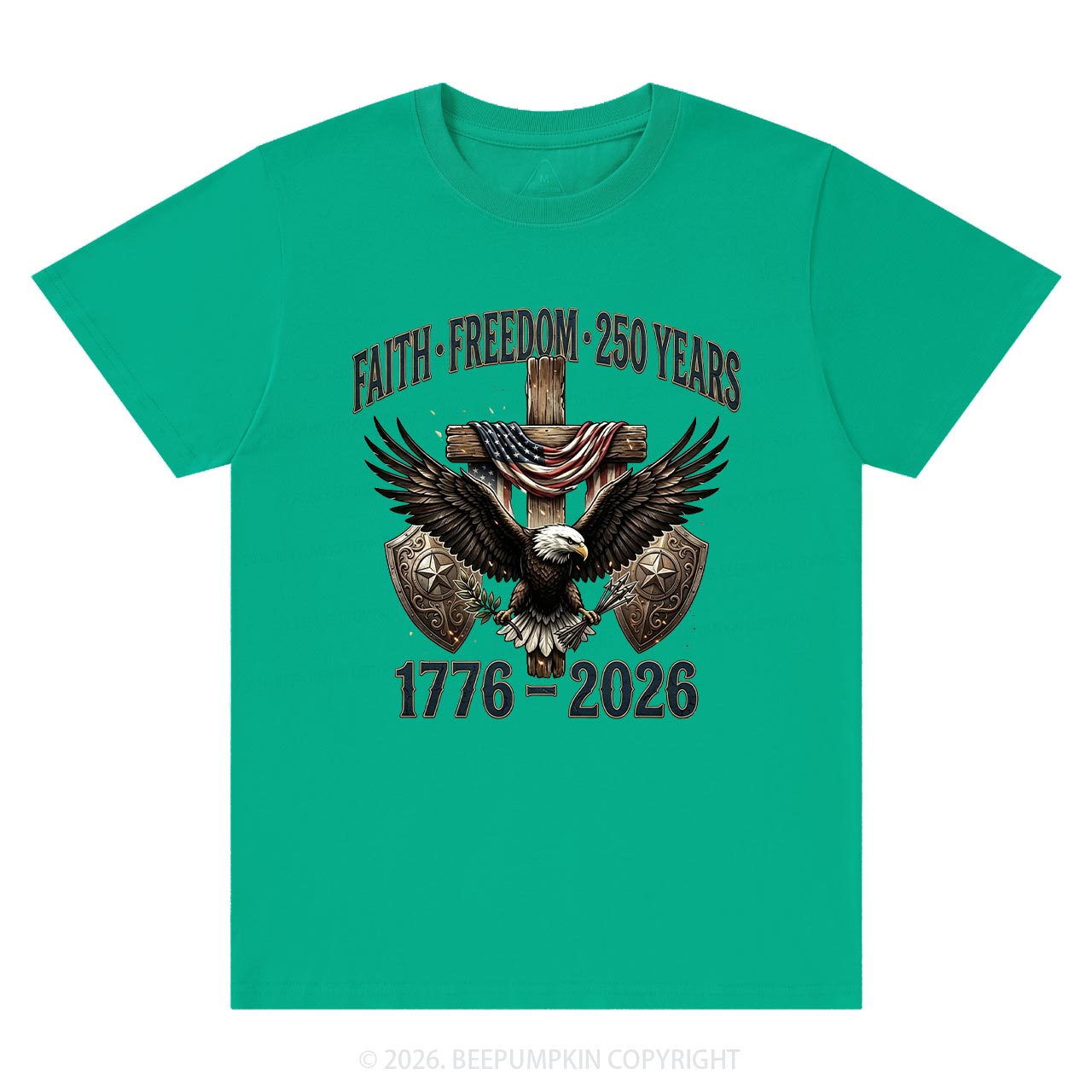 Faith Freedom 250 Years Patriotic Christian T-Shirts
