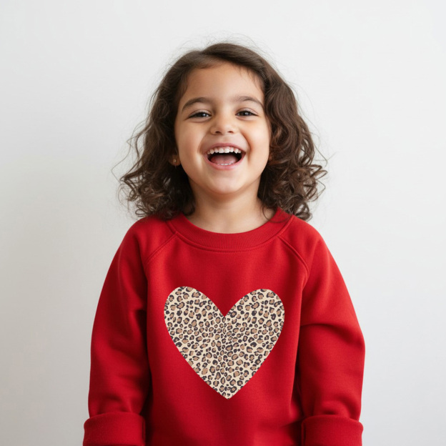 Leopard Heart Valentine's Day Kid's Sweatshirt