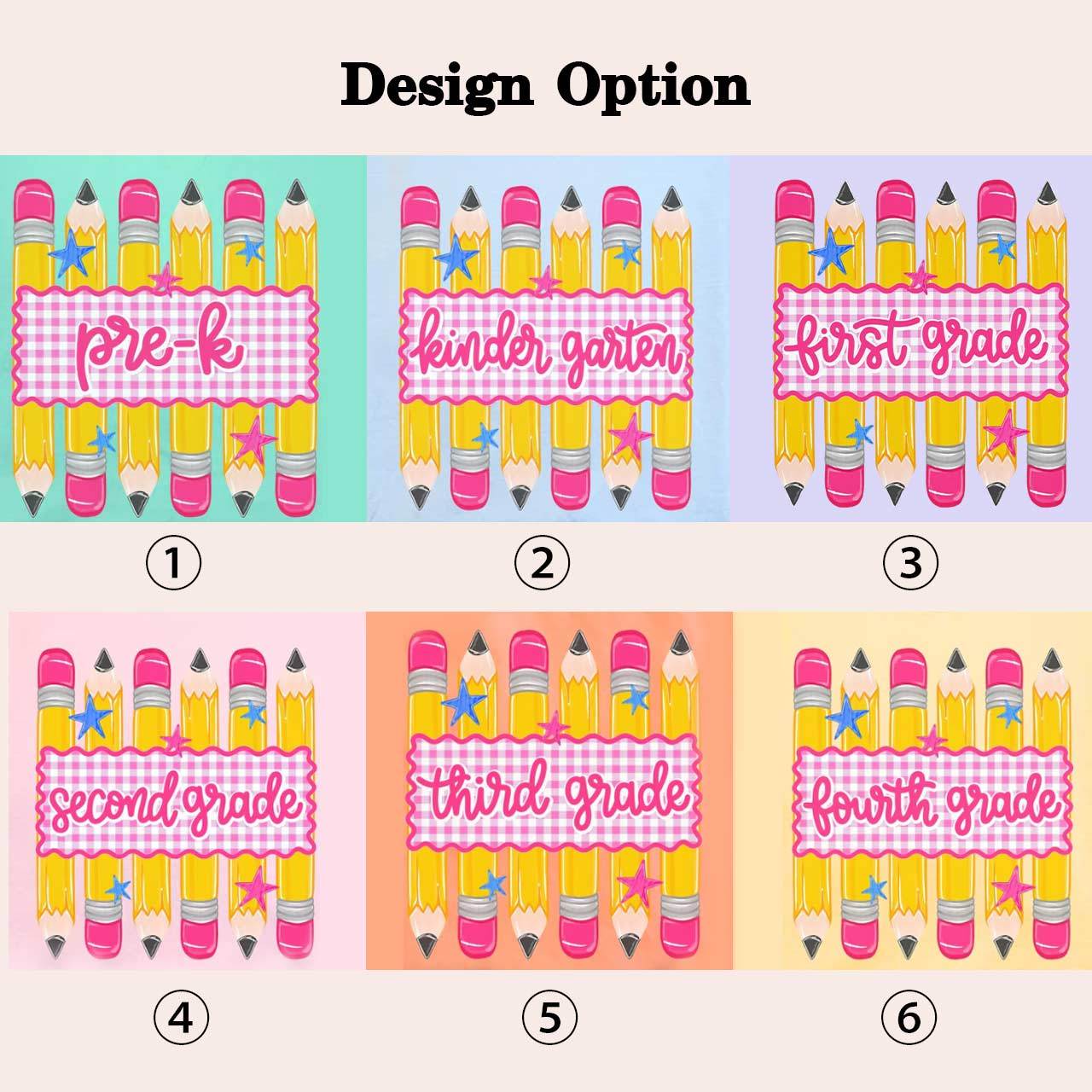 Personalized Grade Level Gingham Pencil Toddler&Kid's Tees