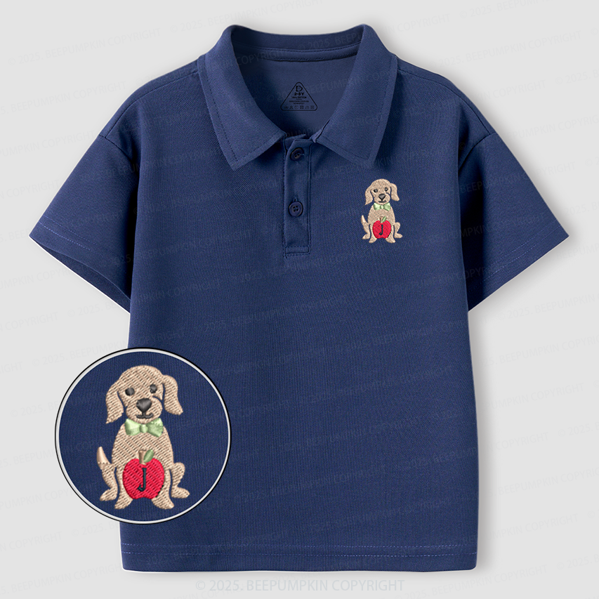 Embroidery Personalized Back To School Dog Toddler&Kid's Polo Shirt Beepumpkin