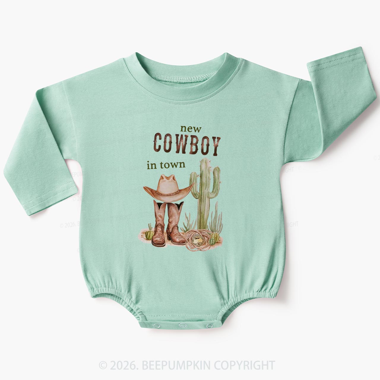 New Cowboy in Town Western Baby Bubble Romper