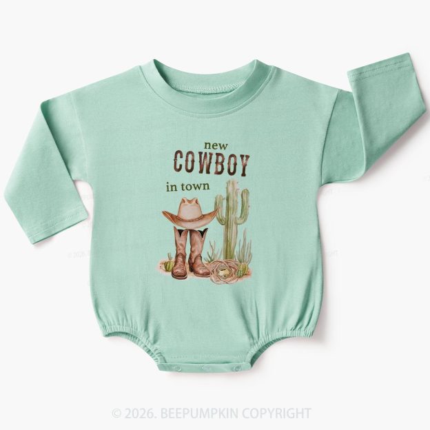 New Cowboy in Town Western Baby Bubble Romper