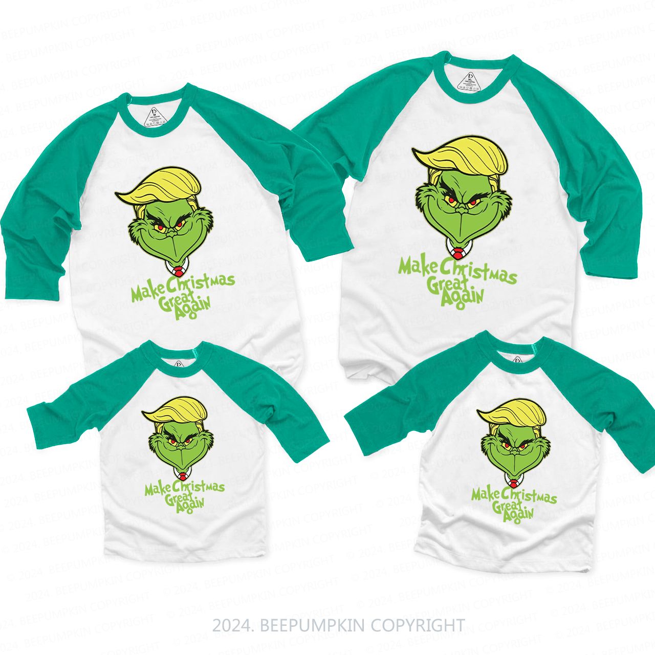 Humorous Make Christmas Great Again Family Matching Raglan Sleeves T-Shirts Beepumpkin 