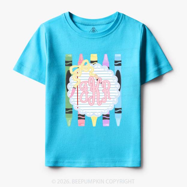 Personalized Monogram Name Pink Preppy Toddler&Kid's Tees