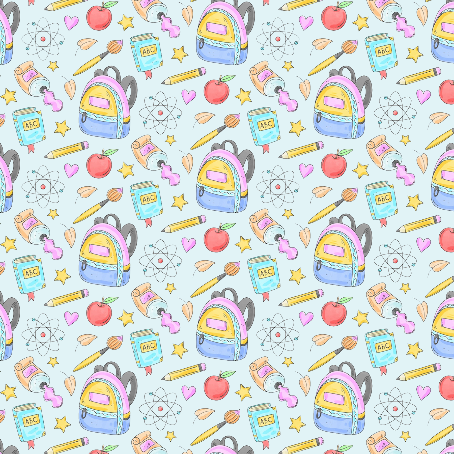 Watercolor Pen School Bag All Over Print Kids Tees