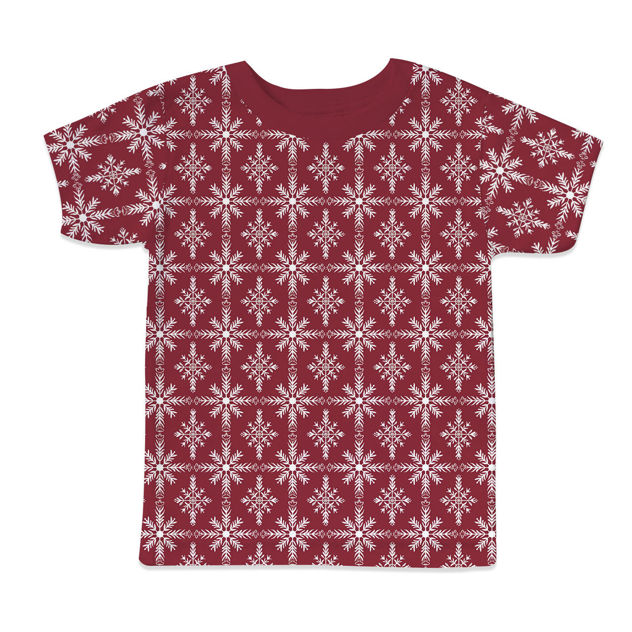 Crimson Snowfall All-Over Print Short Family Matching Pajama Sets