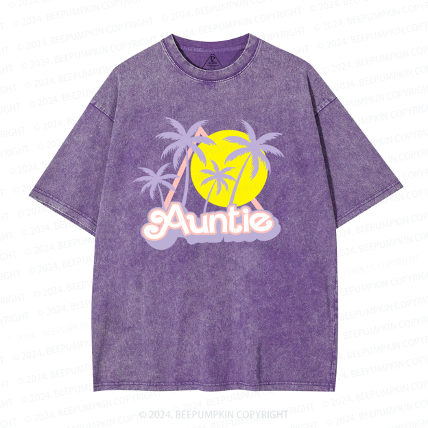 Coconut Tree Sunset Aunt Washed T-Shirts 