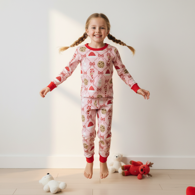 Milk & Cookies Christmas Two-Piece Pajama Set For Kids