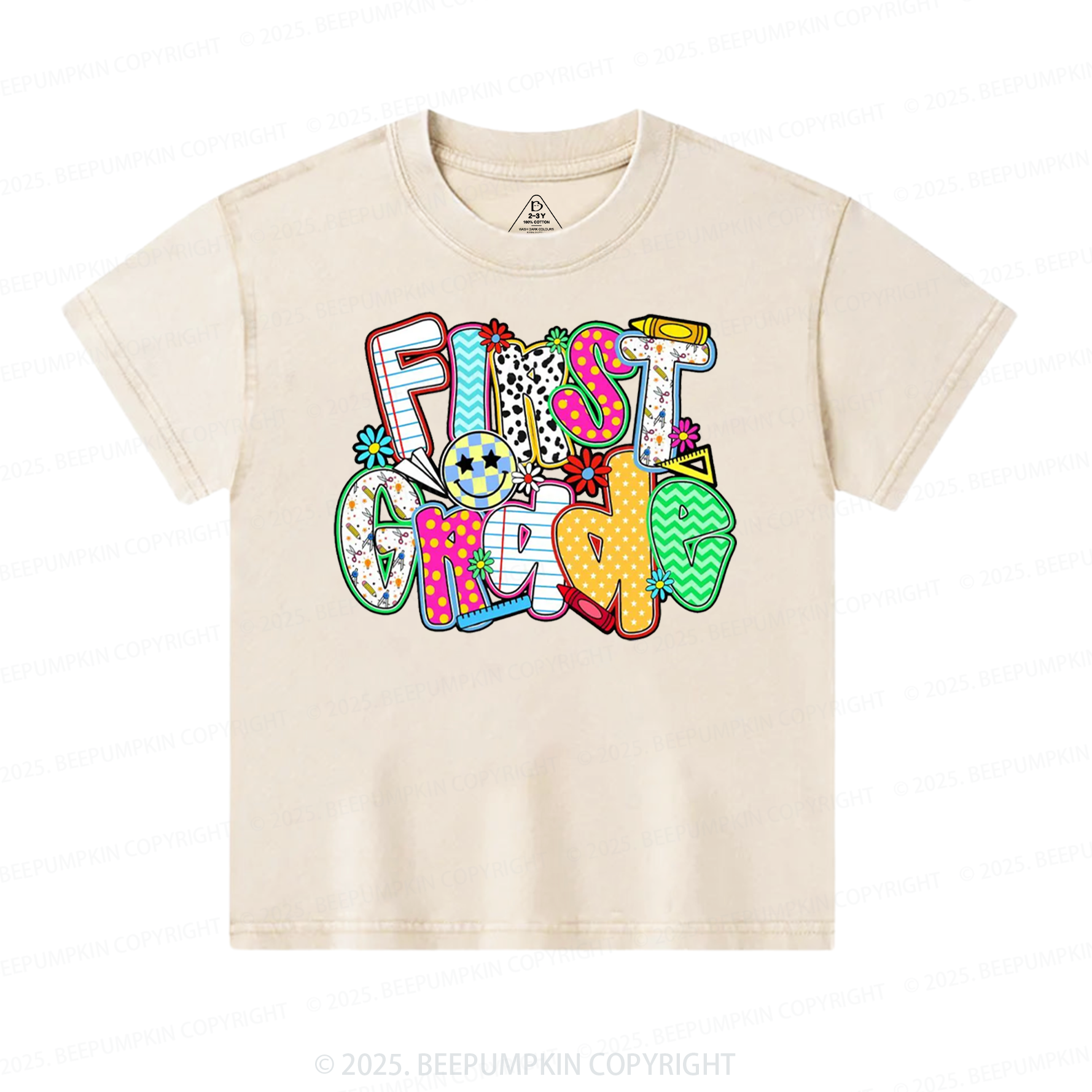 Personalized Colorful Grade Toddler&Kids Washed Tees