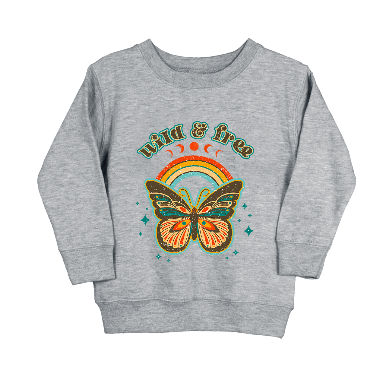 Retro Boho Wild And Free Kids Sweatshirt