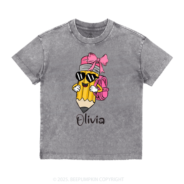 Personalized Boy Girl Pencil Toddler&Kids Washed Tees