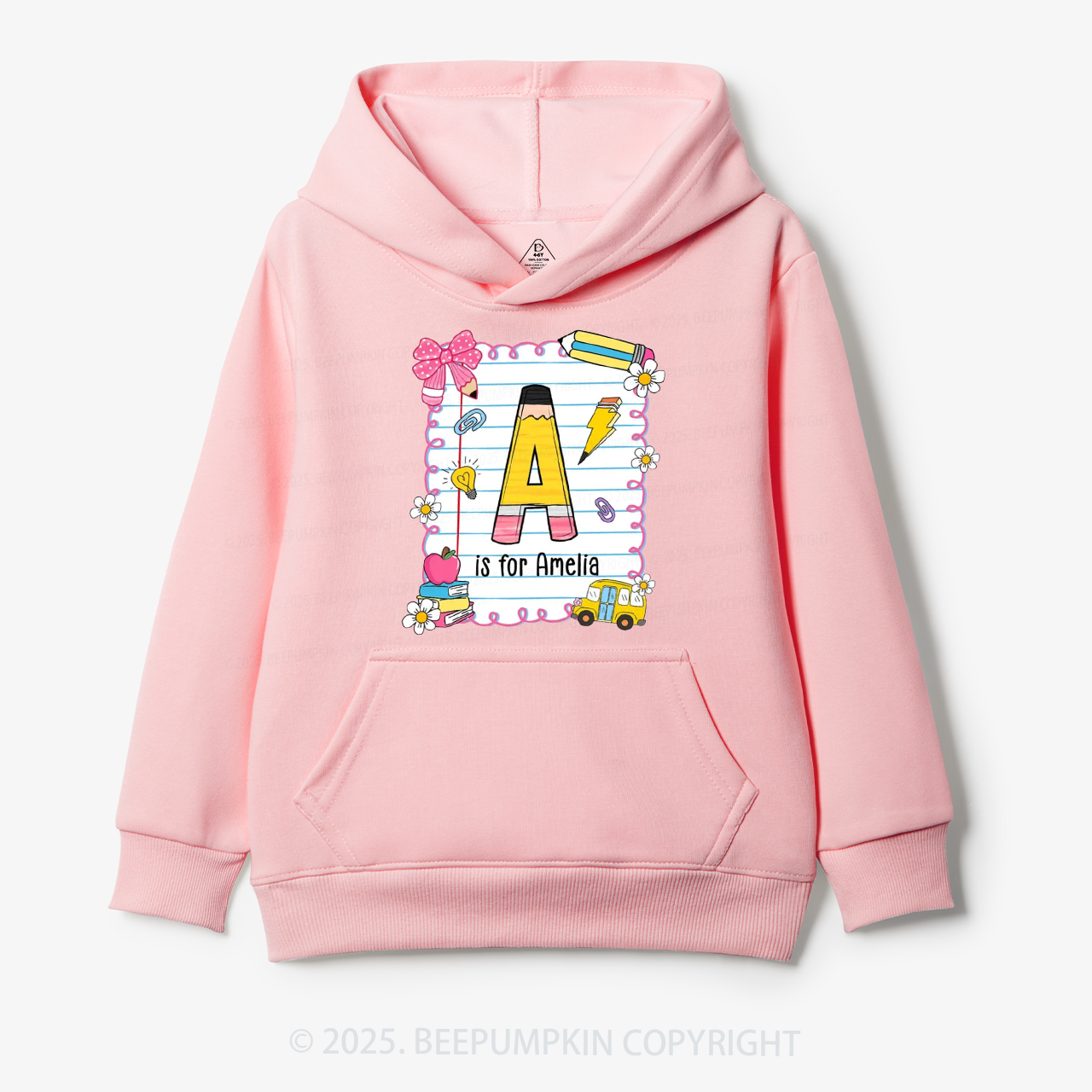 Personalized Alphabet Pencil Name Kid's Hoodies Beepumpkin