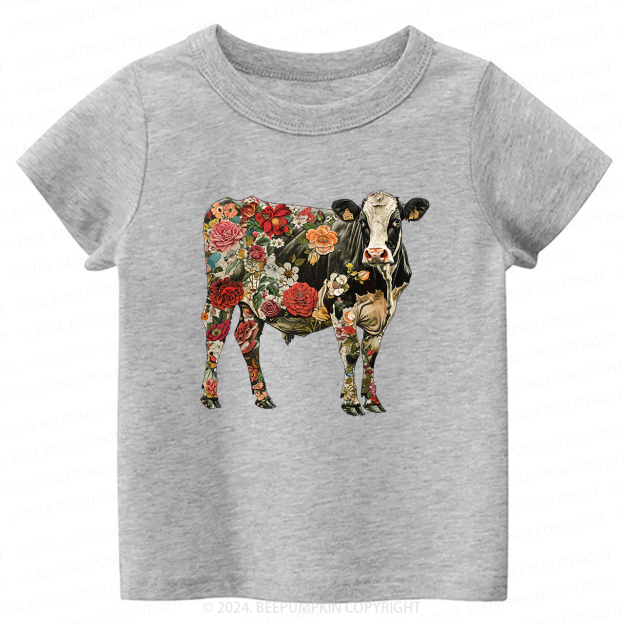  Floral Cow Toddler&Kids Tees  