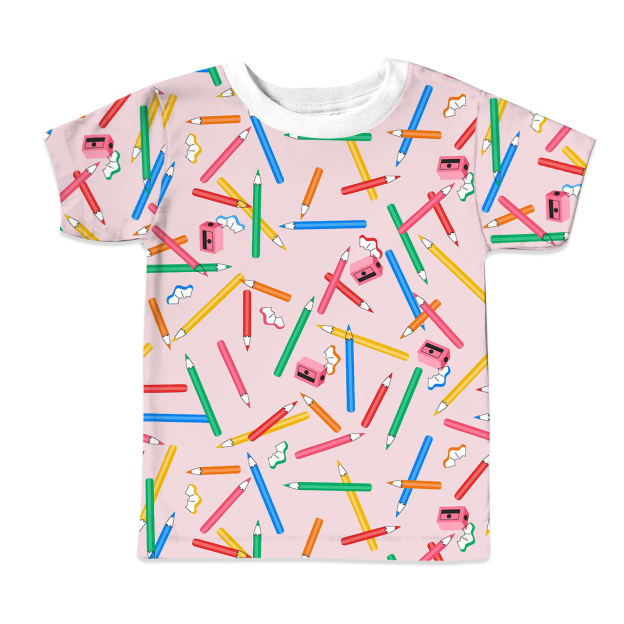 Colored Pencils All Over Print Kids Tees