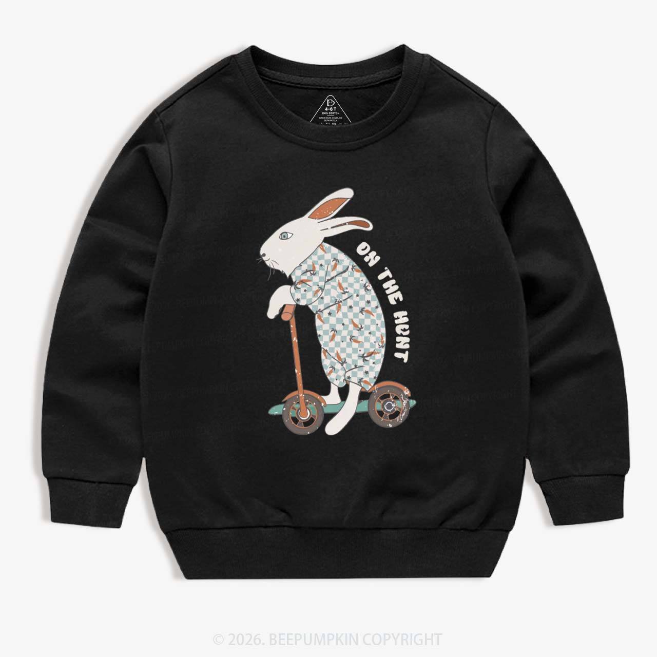 Bunny Scooter On The Hunt For Easter Eggs Kid's Sweatshirt