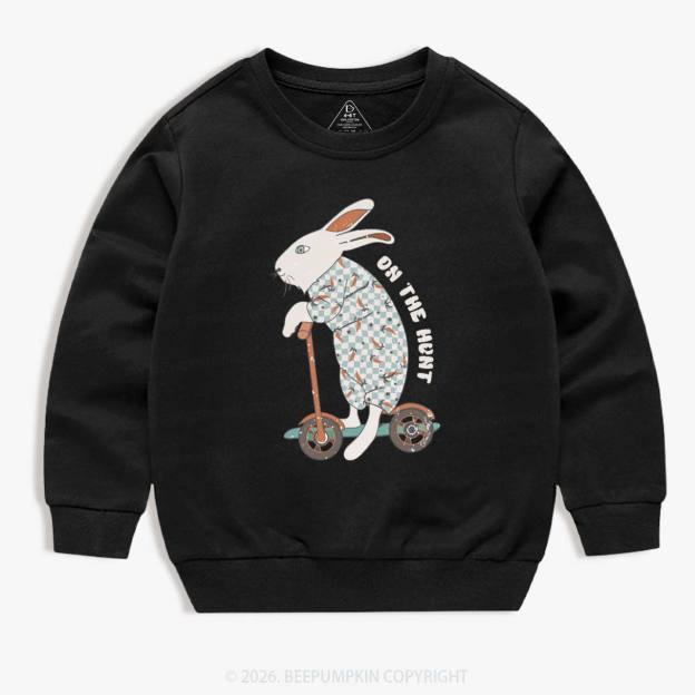Bunny Scooter On The Hunt For Easter Eggs Kid's Sweatshirt