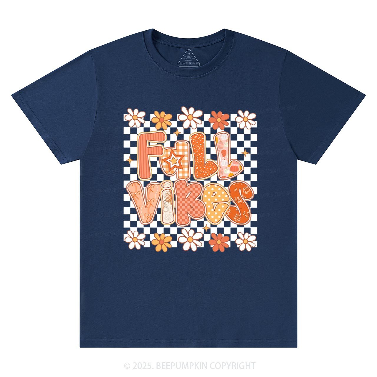 Floral Fall Checkered T-Shirts Beepumpkin