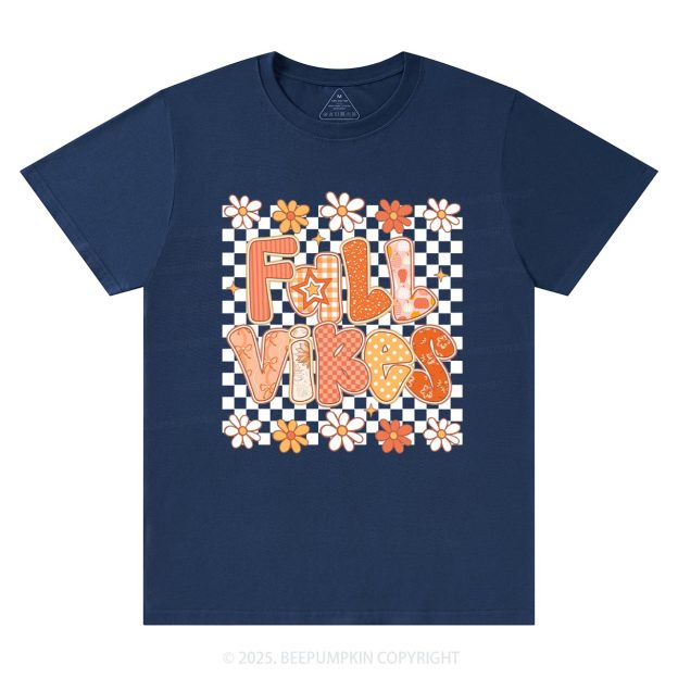 Floral Fall Checkered T-Shirts Beepumpkin